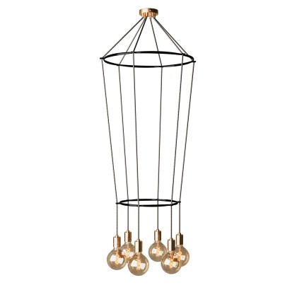 6-fall 2 Cage Globe Lamp - Brass