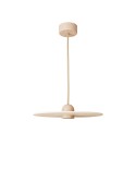 Wood suspension lamp with fabric cable and UFO lampshade