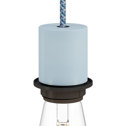 E27 semi-flush metal lamp holder kit with concealed cable clamp - Soft blue