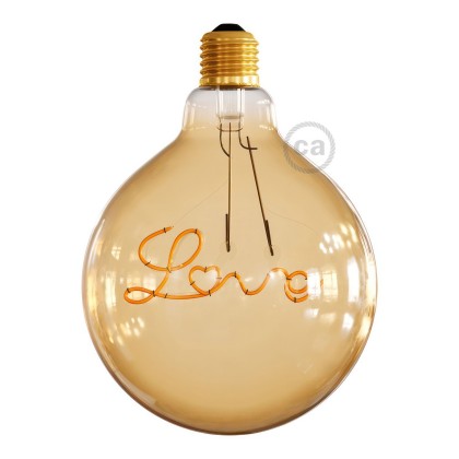 LED Golden Light Bulb for pendant lamp - Globe G125 Single Filament “Love” - 4.5W 250Lm E27 1800K Dimmable