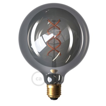 LED Smoky Light Bulb - Globe G125 Curved Spiral Filament - 5W 120Lm E27 1800K Dimmable