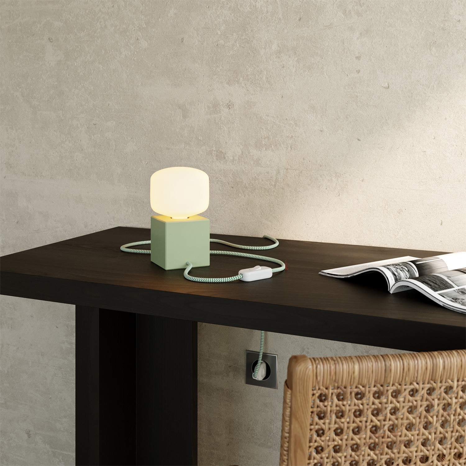 Green table lamp - Cubetto