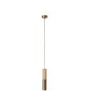 Pendant lamp complete with textile cable and double Tub-E14 wood and metal shade - Made in Italy