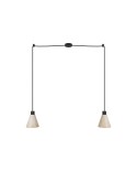 2-drop pendant lamp with wooden conical lampshades