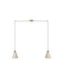 2-drop pendant lamp with wooden conical lampshades