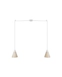 2-drop pendant lamp with wooden conical lampshades