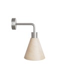 Fermaluce lamp with wooden conical lampshade and curved extension