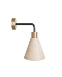 Fermaluce lamp with wooden conical lampshade and curved extension