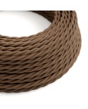 Twisted Electric Cable covered by Cotton solid color fabric TC13 Brown