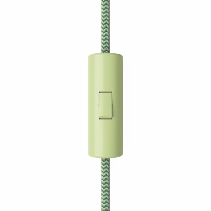 Rewireable cylindrical single pole rocker switch with earth terminal - Soft Green