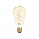 LED Golden Light Bulb Carbon Line Curved Spiral Filament Edison ST64 4W 250Lm E27 1800K Dimmable - C04