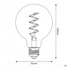 LED Golden Light Bulb Carbon Line Curved Spiral Filament Globe G95 4W 250Lm E27 1800K Dimmable - C06