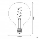 LED Golden Light Bulb Carbon Line Curved Spiral Filament Globe G125 4W 250Lm E27 1800K Dimmable - C07