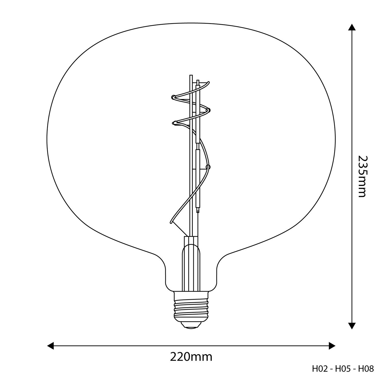 LED Smoky Light Bulb Ellipse 220 10W 470Lm E27 1800K Dimmable - H08