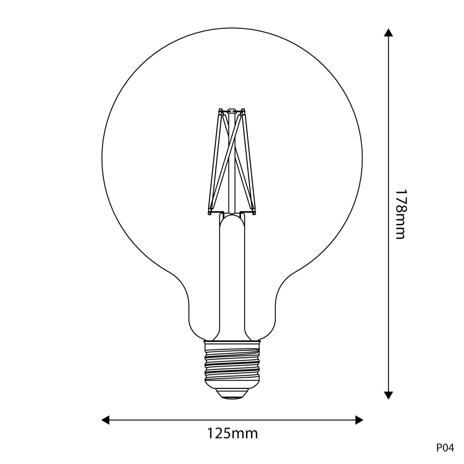 LED Porcelain Effect Light Bulb CRI 95 G125 7W 640Lm E27 2700K Dimmable - P04