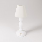 Portable and rechargeable Cabless14 Lamp with droplet bulb and lampshade