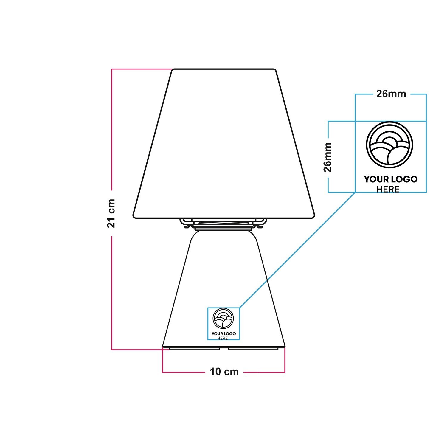 Portable and rechargeable Cabless11 Lamp with bulb - customizable (min 20 pieces)