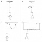 Pendant lamp with textile cable, metal details and 7cm cable clamp - Made in Italy - Bulb included