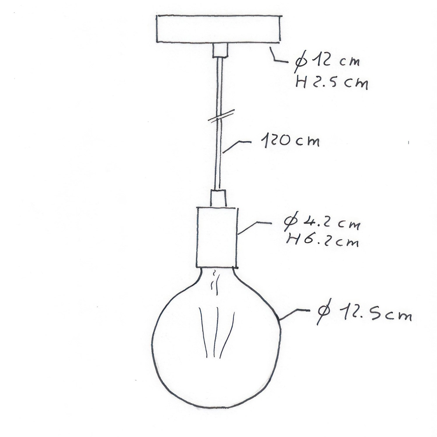 Pendant lamp with textile cable and metal details - Made in Italy - Bulb included