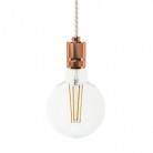 Pendant lamp with textile cable and milled aluminium lamp holder - Made in Italy - Bulb included