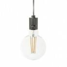 Pendant lamp with textile cable and milled aluminium lamp holder - Made in Italy - Bulb included