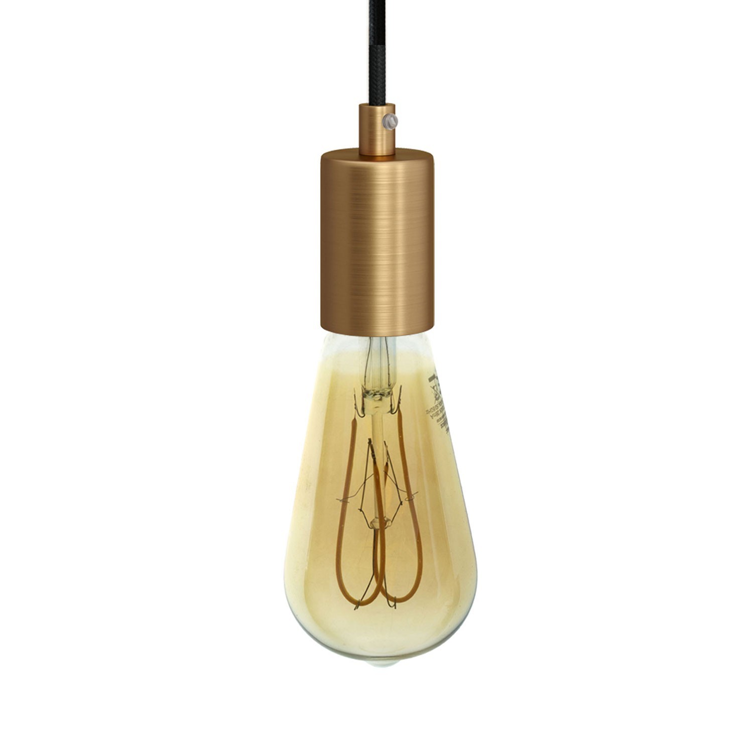 Pendant lamp with textile cable and satin metal details - Made in Italy - Bulb included