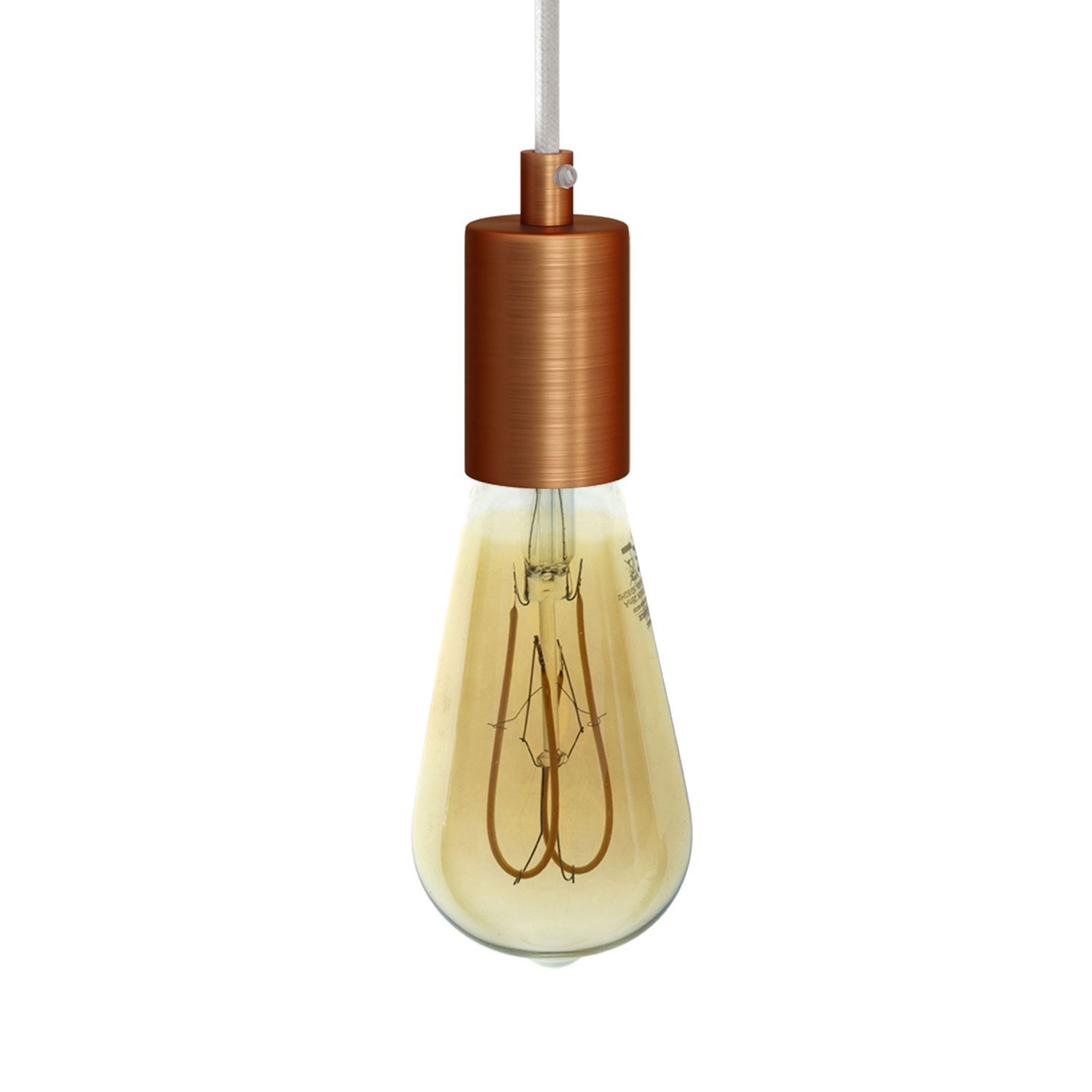 Pendant lamp with textile cable and satin metal details - Made in Italy - Bulb included