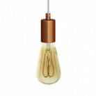 Pendant lamp with textile cable and satin metal details - Made in Italy - Bulb included