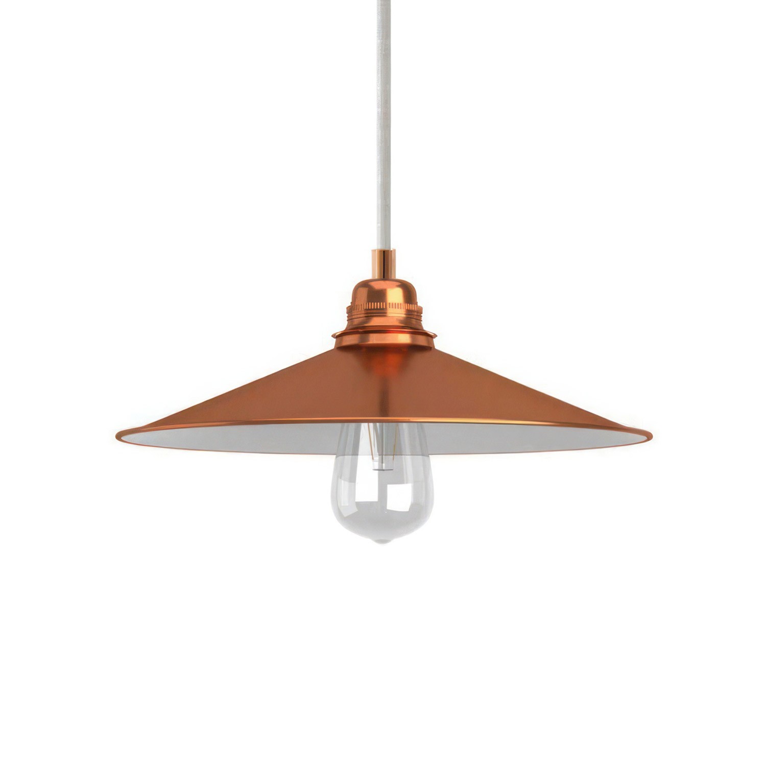 Pendant lamp with textile cable, Swing lampshade and metal details - Made in Italy - Bulb included