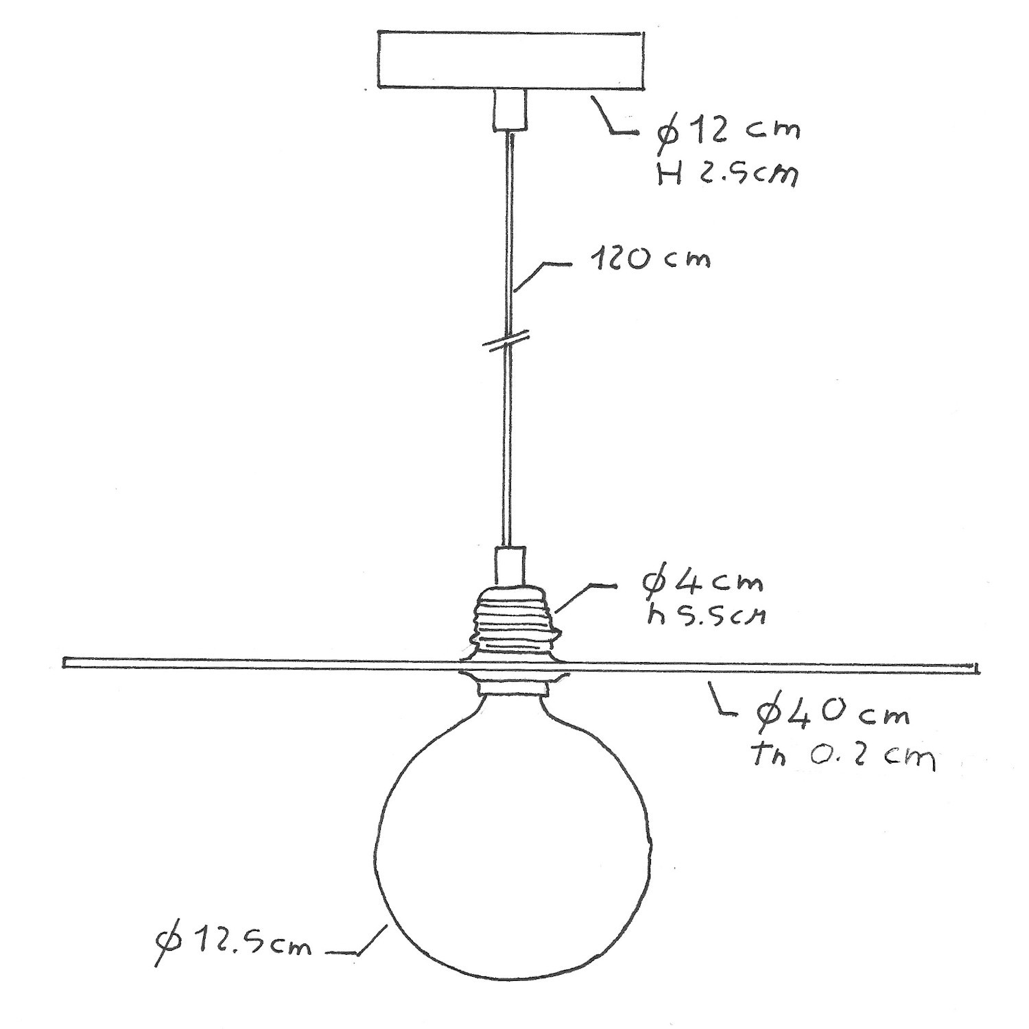 Pendant lamp with textile cable, oversized Ellepi lampshade and metal details - Made in Italy - Bulb included