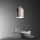 Pendant lamp with textile cable and lampshade Mini Bell XS ceramic shade - Made in Italy - Bulb included