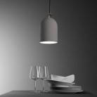 Pendant lamp with textile cable and lampshade Mini Bell XS ceramic shade - Made in Italy - Bulb included