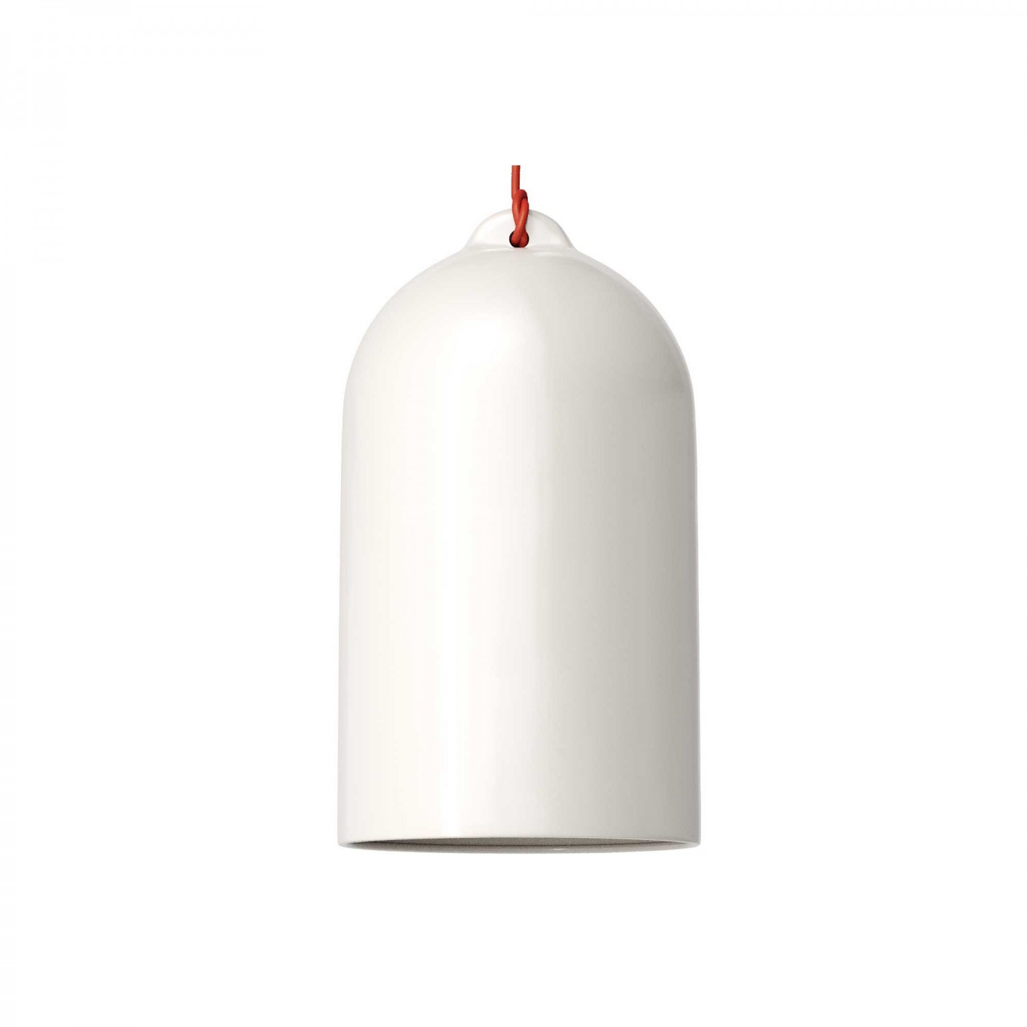 Pendant lamp with textile cable and Bell XL ceramic lampshade - Made in Italy - Bulb included