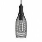 Pendant lamp with textile cable, Magnum bottle lampshade and metal details - Made in Italy - Bulb included