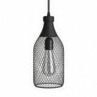 Pendant lamp with textile cable, Jéroboam bottle lampshade and metal details - Made in Italy - Bulb included