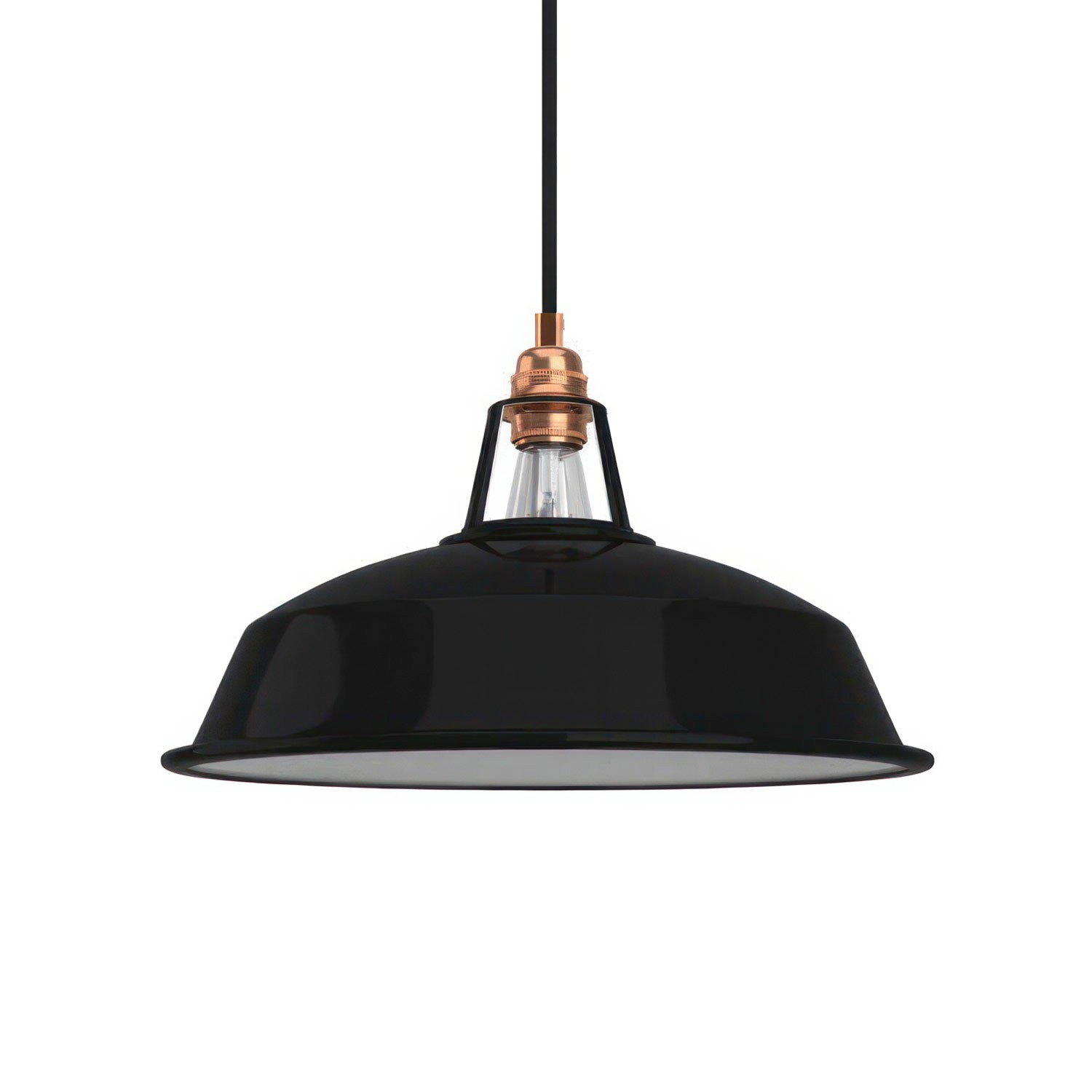 Pendant lamp with textile cable, Harbour lampshade and metal details - Made in Italy - Bulb included