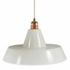 Pendant lamp with textile cable, Industrial ceramic lampshade and metal finishes - Made in Italy - Bulb included