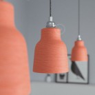 Pendant lamp with textile cable, Vase ceramic lampshade and metal details - Made in Italy - Bulb included