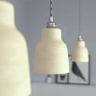 Pendant lamp with textile cable, Vase ceramic lampshade and metal details - Made in Italy - Bulb included