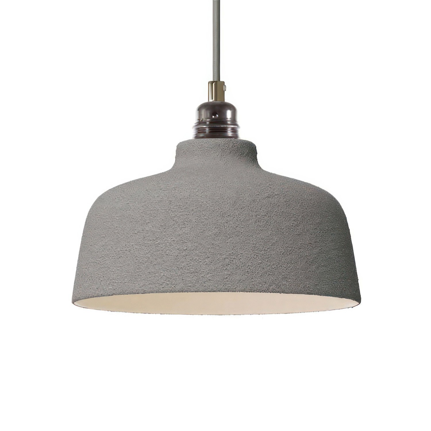 Pendant lamp with textile cable, Cup ceramic lampshade and metal details - Made in Italy - Bulb included