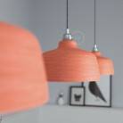 Pendant lamp with textile cable, Cup ceramic lampshade and metal details - Made in Italy - Bulb included