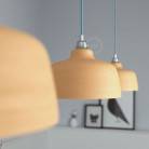 Pendant lamp with textile cable, Cup ceramic lampshade and metal details - Made in Italy - Bulb included