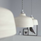 Pendant lamp with textile cable, Cup ceramic lampshade and metal details - Made in Italy - Bulb included