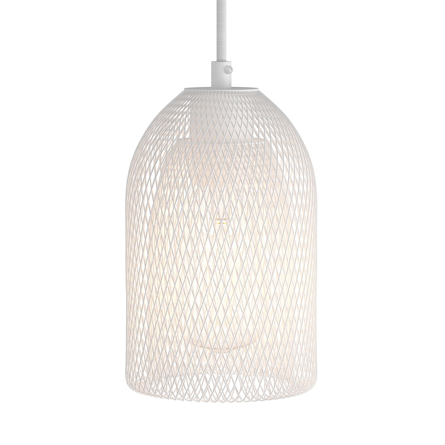 Pendant lamp with textile cable, Ghostbell lampshade and metal details - Made in Italy - Bulb included