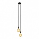 2-light multi-pendant lamp featuring fabric cable and metal finishes