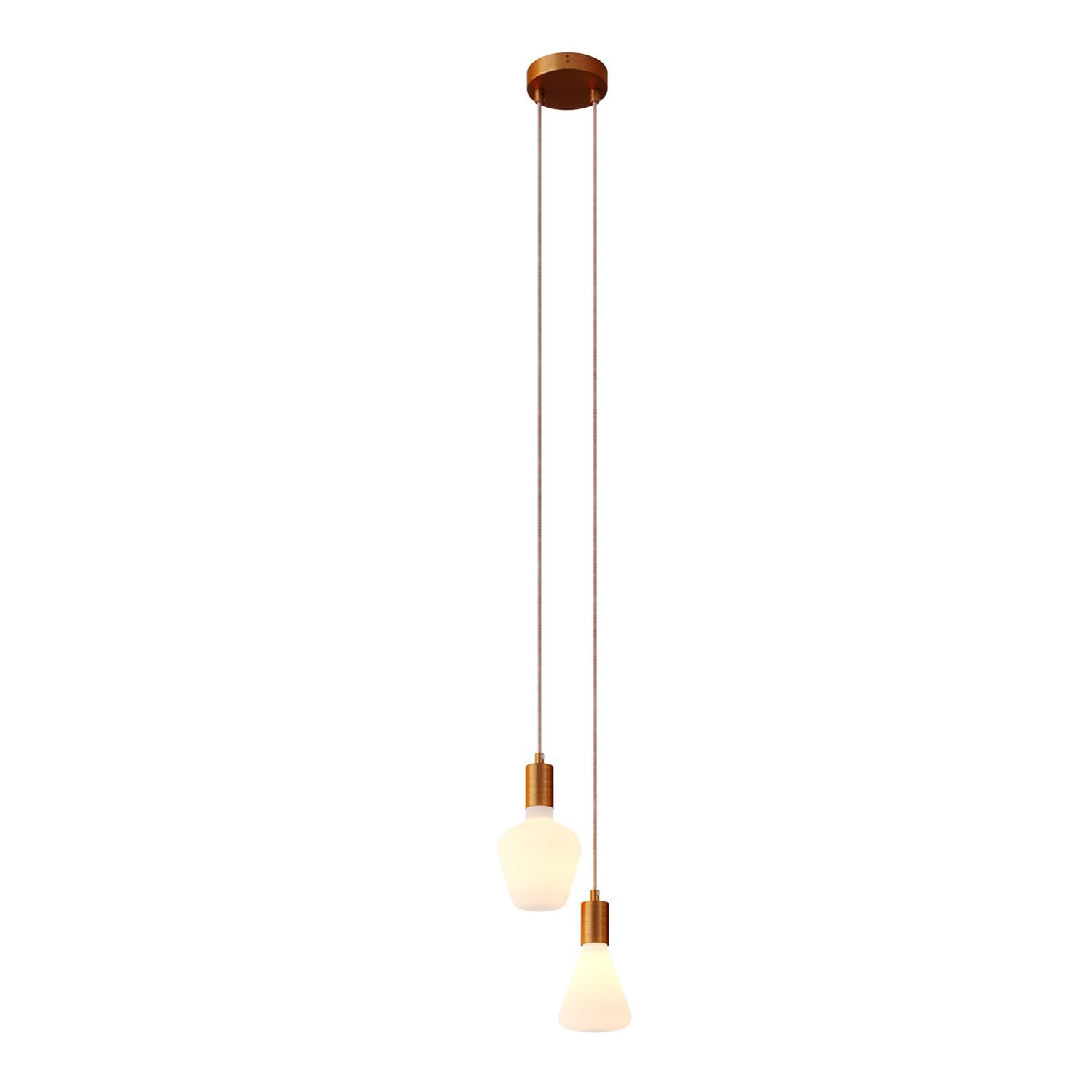 2-light multi-pendant lamp featuring fabric cable and metal finishes