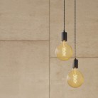 2-light multi-pendant lamp featuring fabric cable and metal finishes