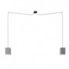 Spider - 2-light multi-pendant Made in Italy lamp featuring fabric cable and concrete lampshade