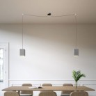 Spider - 2-light multi-pendant Made in Italy lamp featuring fabric cable and concrete lampshade