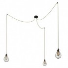 Spider - 3-light multi-pendant Made in Italy lamp featuring fabric cable and Drop lampshade